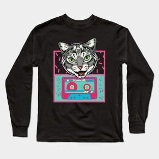 Retro Meowsik-Cat and Music lovers- Long Sleeve T-Shirt